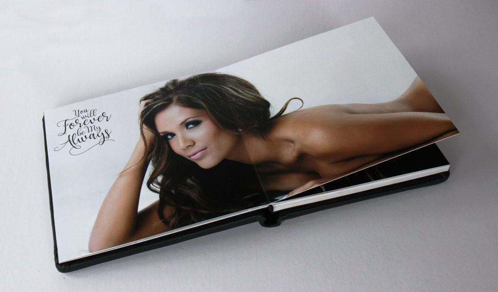 Boudoir book with black leather cover