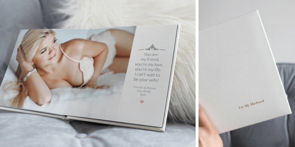 Tips on making the perfect boudoir book for your groom.