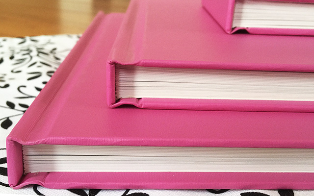 Boudoir book in hot pink linen cover